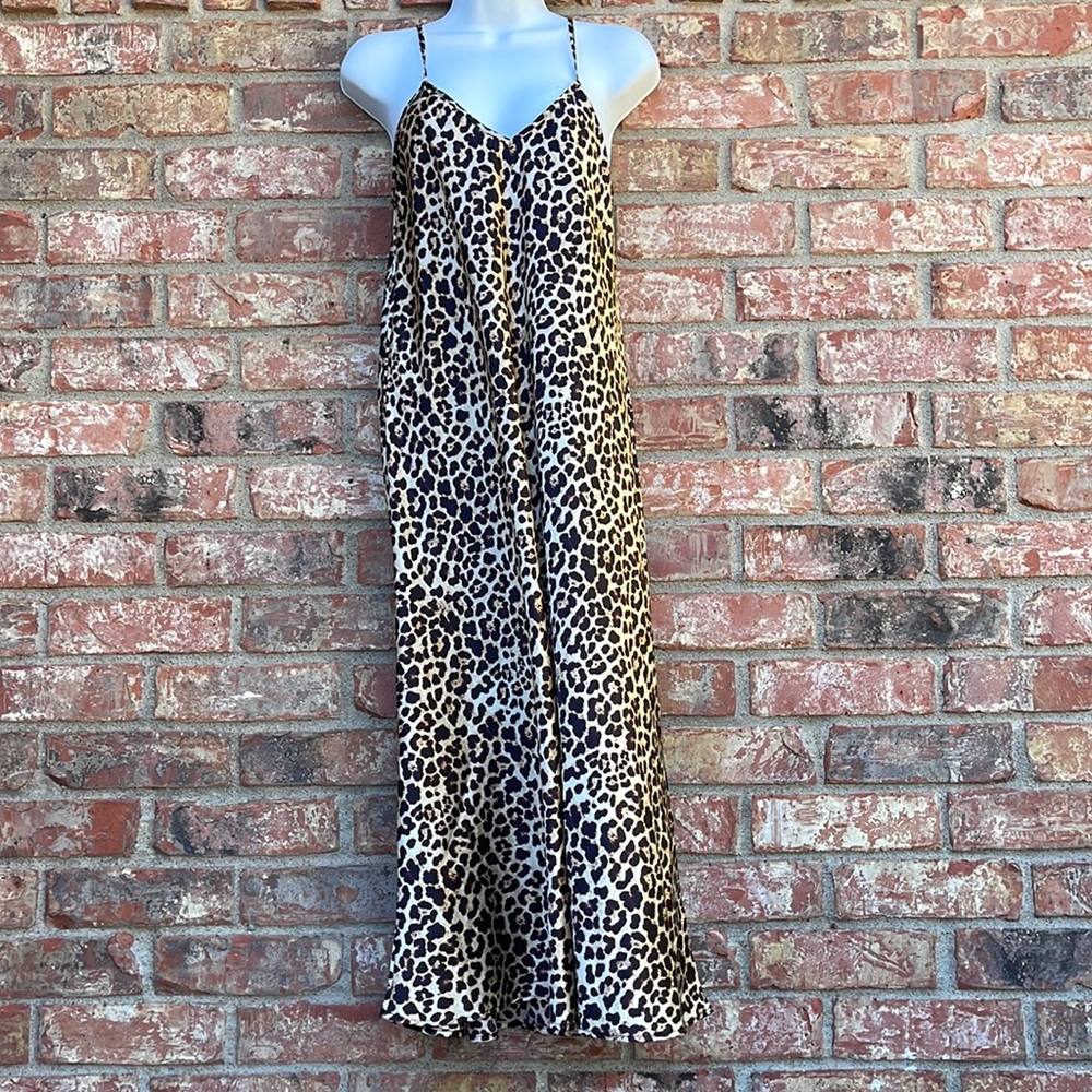 Vintage Satin Cheetah print Kiki Larue maxi dress in size small.